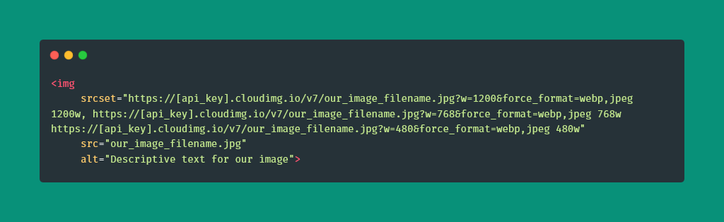 Image markup for Cloudimage - using WebP first