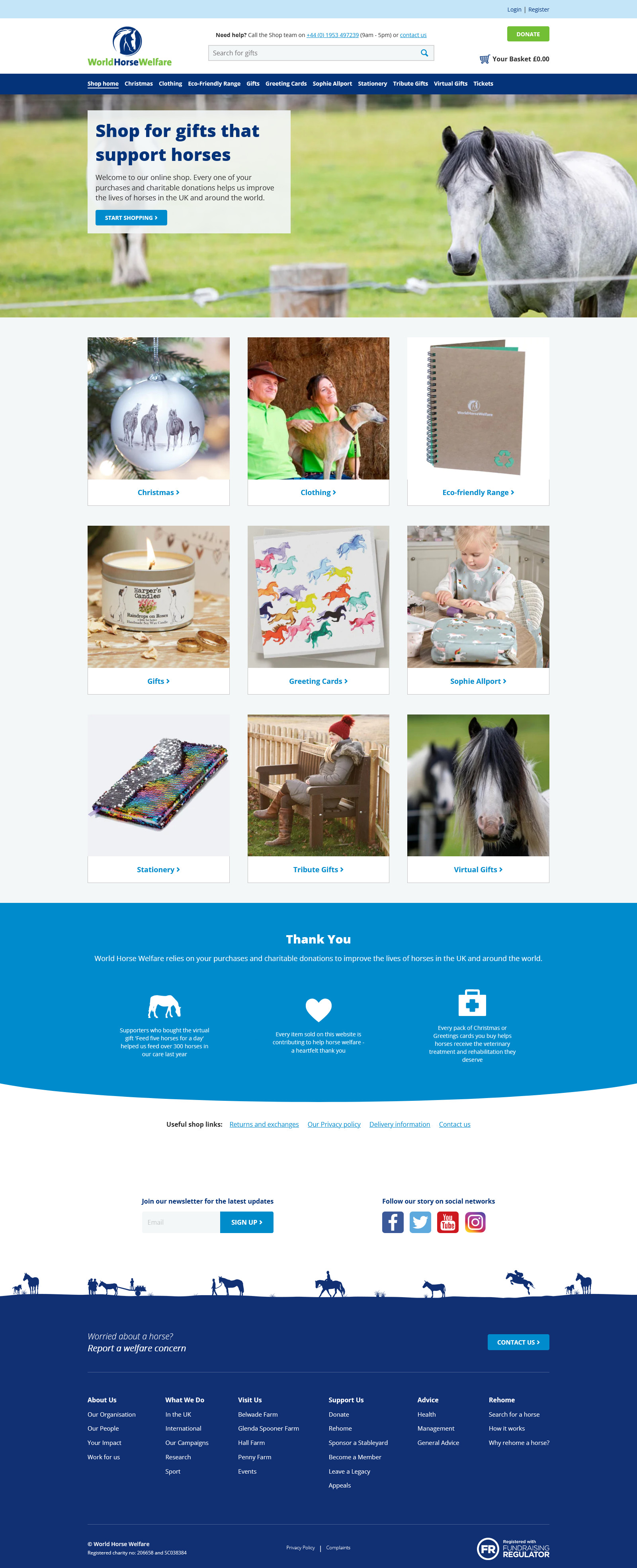 World Horse Welfare Online Shop website
