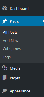 WordPress menu with comments disabled